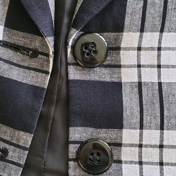 Tahari ASL Linen Blend Short Sleeve Plaid Black & White Skirt Suit Size 4 - Picture 6 of 16